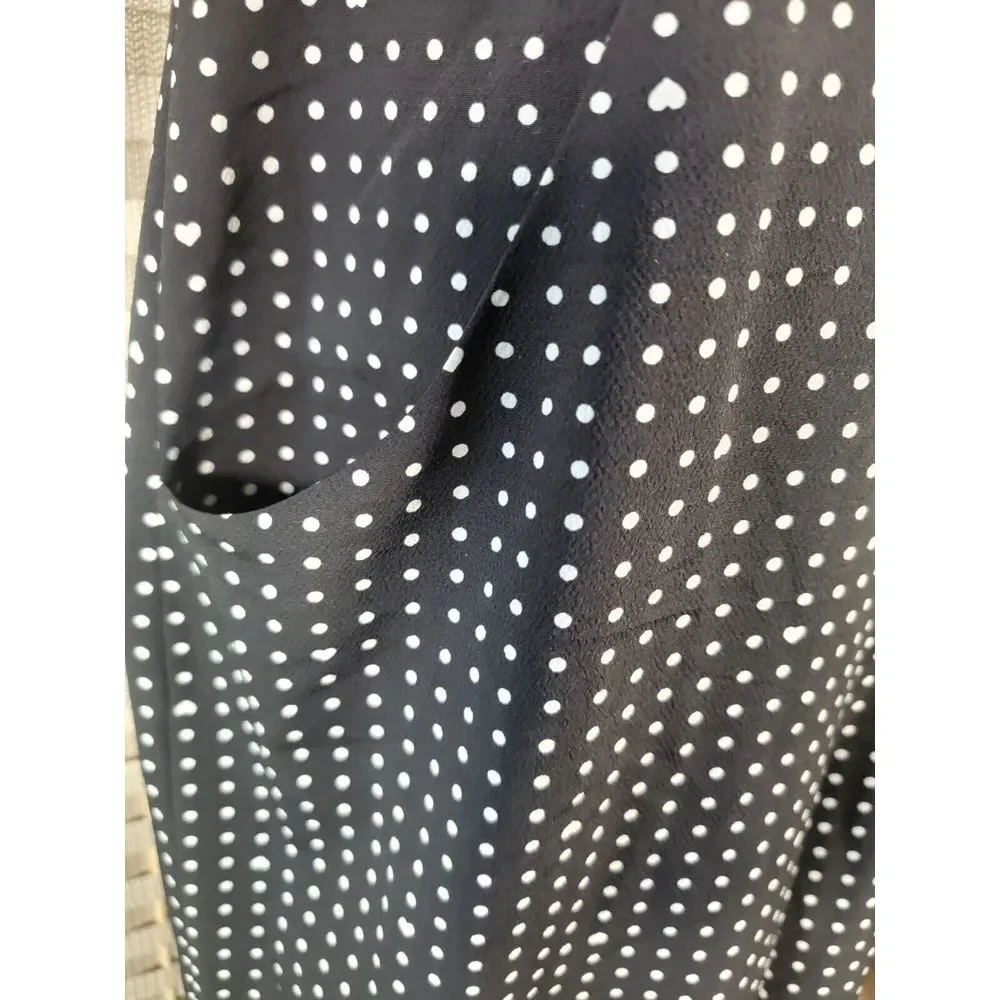 Karl Lagerfeld Paris Black White Polka Dot Hearts Crop Wide Leg Jumpsuit Size 2‎